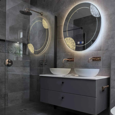 Round LED Mirror | Touch Buttons | Anti-Fog Function | Adjustable Color Temperature - Reyze Good Vibes Series Model 7