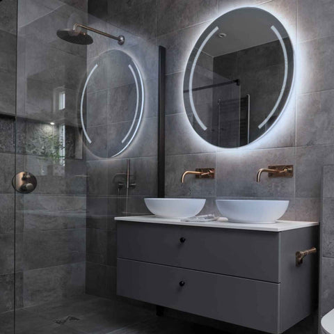 Round LED Mirror | Wall Switch Control | Cool White Light - Reyze Minimal Series Model 7