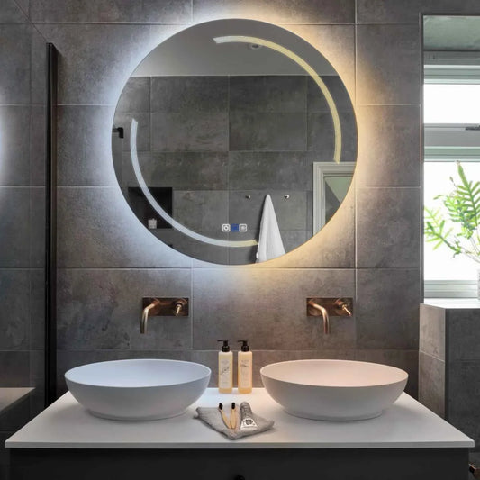 Round LED Mirror | Touch Buttons | Anti-Fog Function | Adjustable Color Temperature - Reyze Minimal Series Model 2