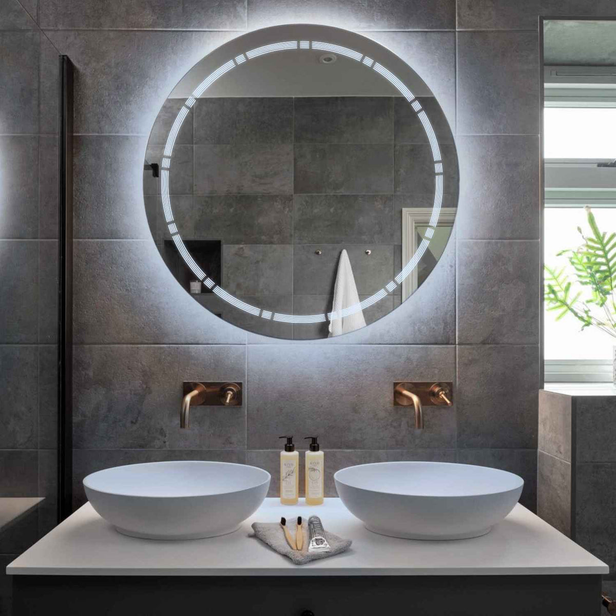 Round LED Mirror | Wall Switch Control | Cool White Light - Reyze Minimal Series Model 3
