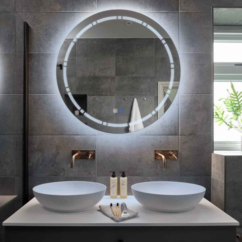 Round LED Mirror | Touch Buttons | Anti-Fog Function | Cool White Light - Reyze Minimal Series Model 3