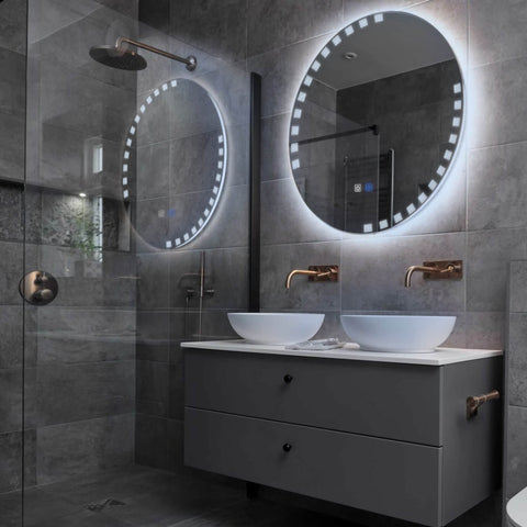 Round LED Mirror | Touch Buttons | Anti-Fog Function | Cool White Light - Reyze Edge Series Model 6