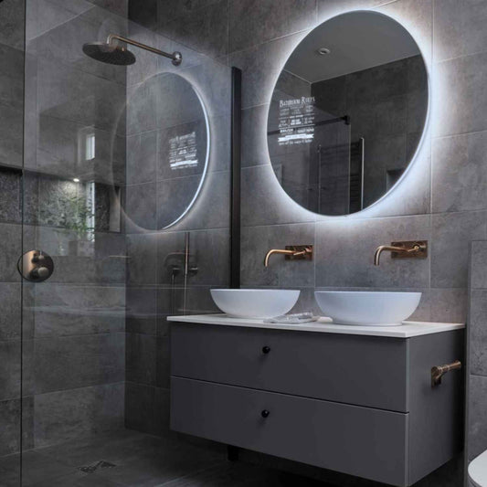 Round LED Mirror | Wall Switch Control | Cool White Light - Reyze Motivated Series Model 5