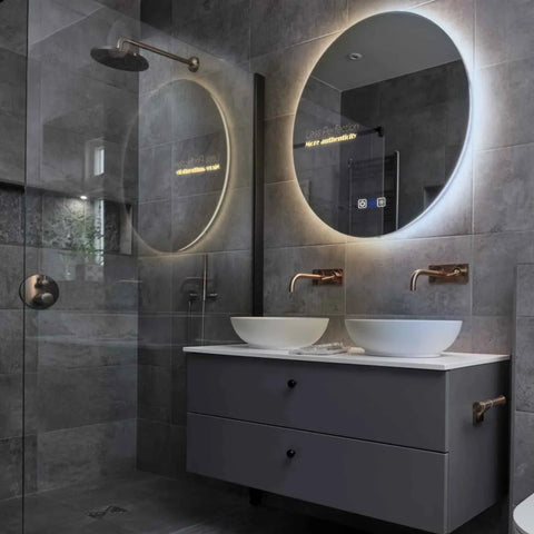Round LED Mirror | Touch Buttons | Anti-Fog Function | Adjustable Color Temperature - Reyze Motivated Series Model 7