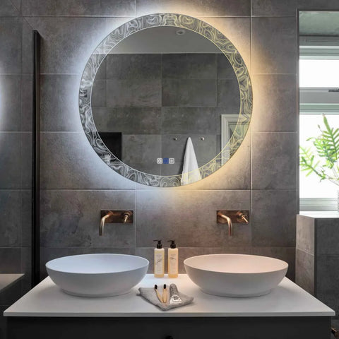 Round LED Mirror | Touch Buttons | Anti-Fog Function | Adjustable Color Temperature - Reyze Official Series Model 8