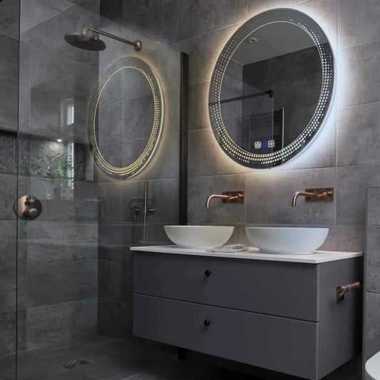 Round LED Mirror | Touch Buttons | Anti-Fog Function | Adjustable Color Temperature - Reyze Simetria Series Model 8