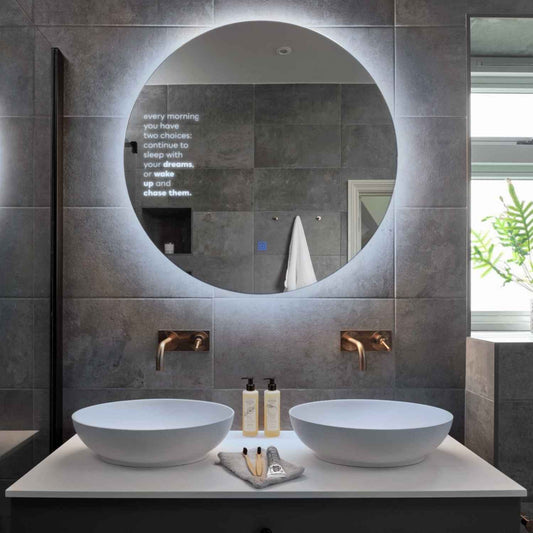 Round LED Mirror | Touch Button | Cool White Light - Reyze Motivated Series Model 2