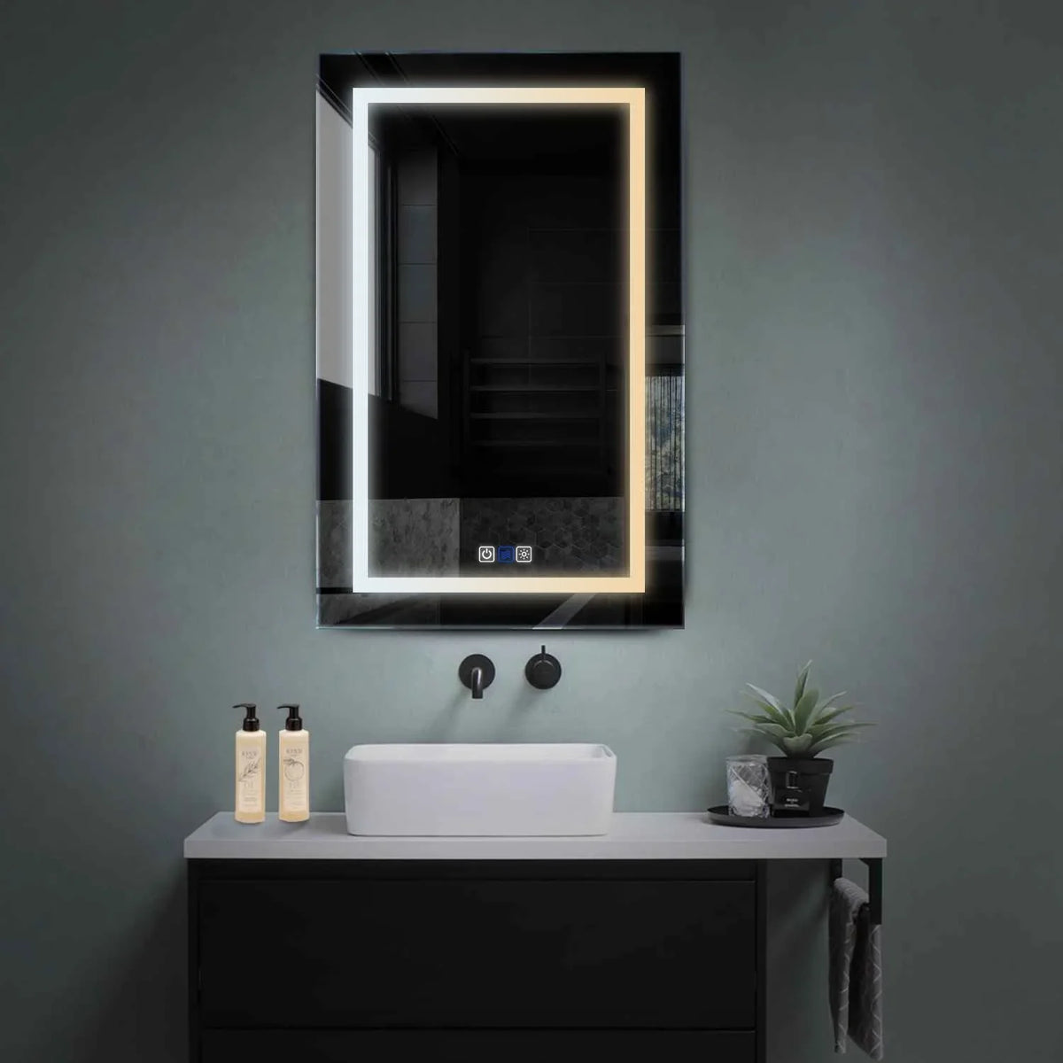 Vertical LED Mirror | Touch Buttons | Anti-Fog Function | Adjustable Color Temperature - Reyze Salono Series Model 1