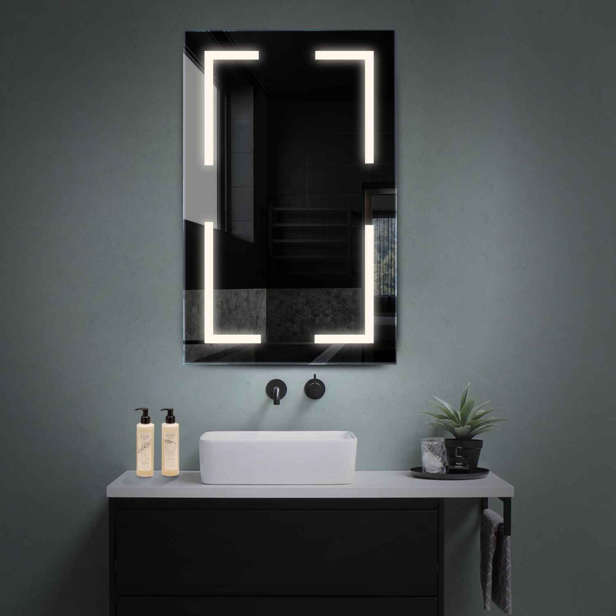 Vertical LED Mirror | Wall Switch Control | Neutral White Light - Reyze Salono Series Model 2