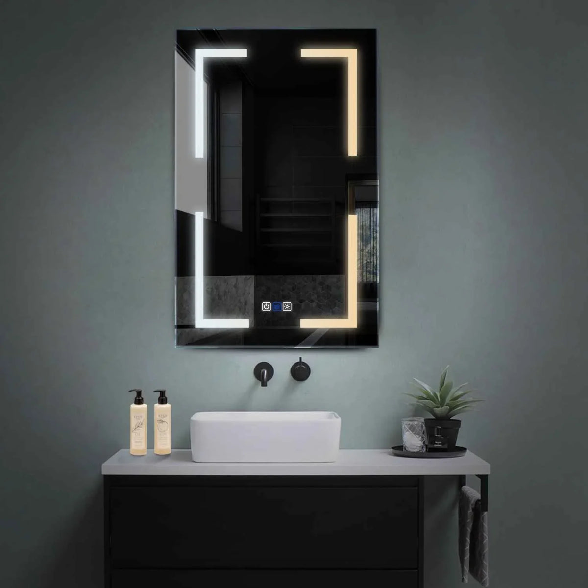 Vertical LED Mirror | Touch Buttons | Anti-Fog Function | Adjustable Color Temperature - Reyze Salono Series Model 2