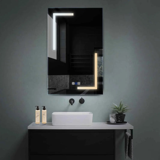 Vertical LED Mirror | Touch Buttons | Anti-Fog Function | Adjustable Color Temperature - Reyze Salono Series Model 3