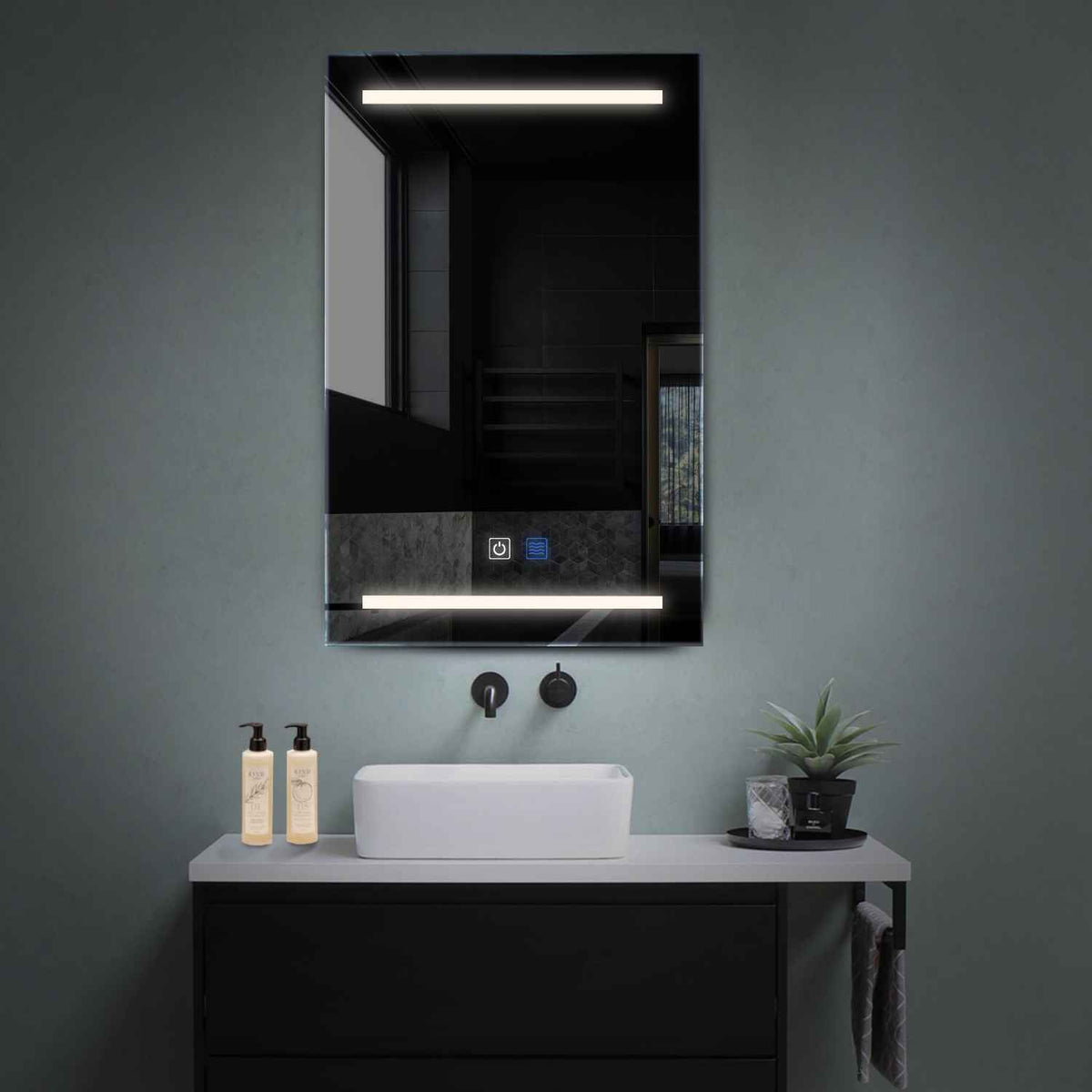 Vertical LED Mirror | Touch Buttons | Anti-Fog Function | Neutral White Light - Reyze Salono Series Model 4
