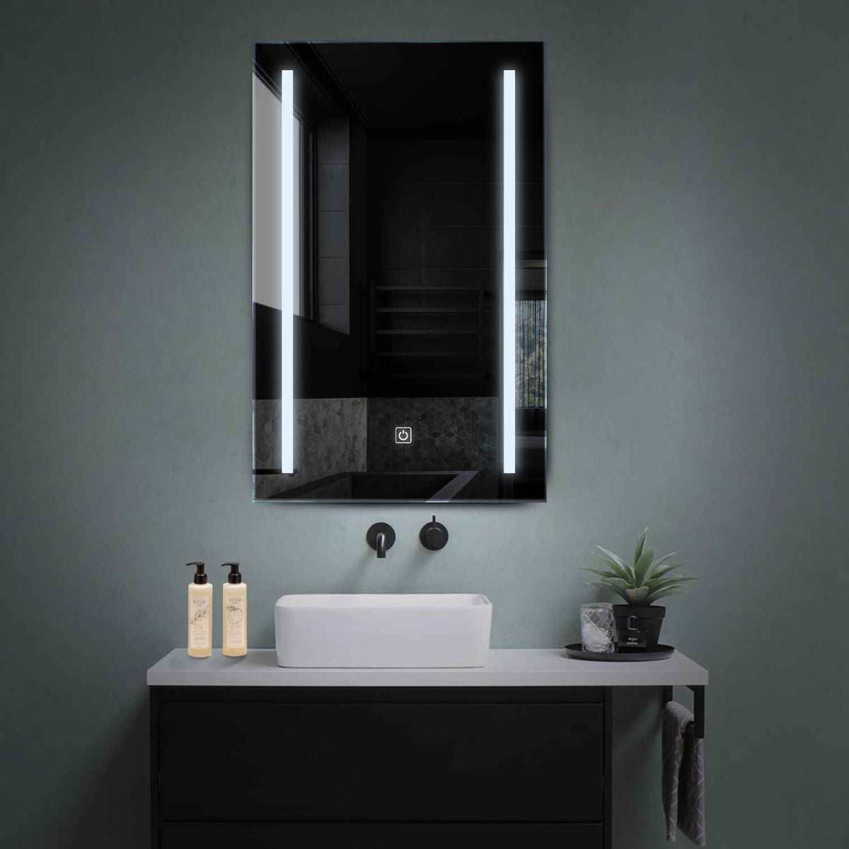 Vertical LED Mirror | Touch Button | Cool White Light - Reyze Salono Series Model 5