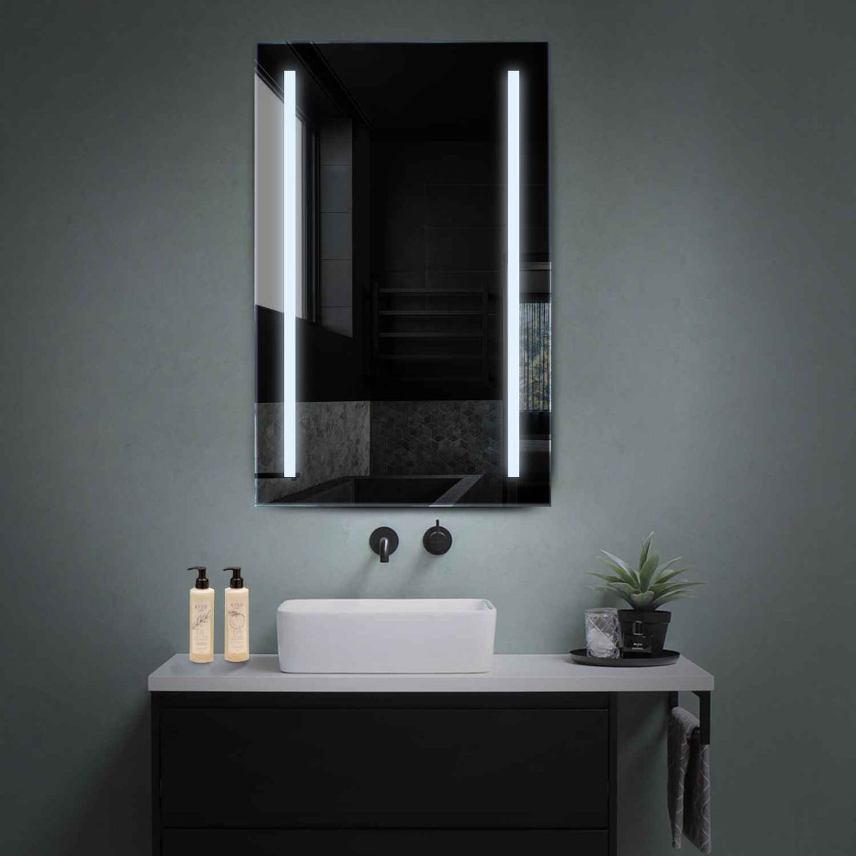 Vertical LED Mirror | Wall Switch Control | Cool White Light - Reyze Salono Series Model 5