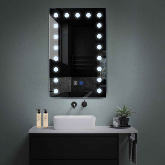 Vertical LED Mirror | Touch Buttons | Anti-Fog Function | Cool White Light - Reyze Salono Series Model 6