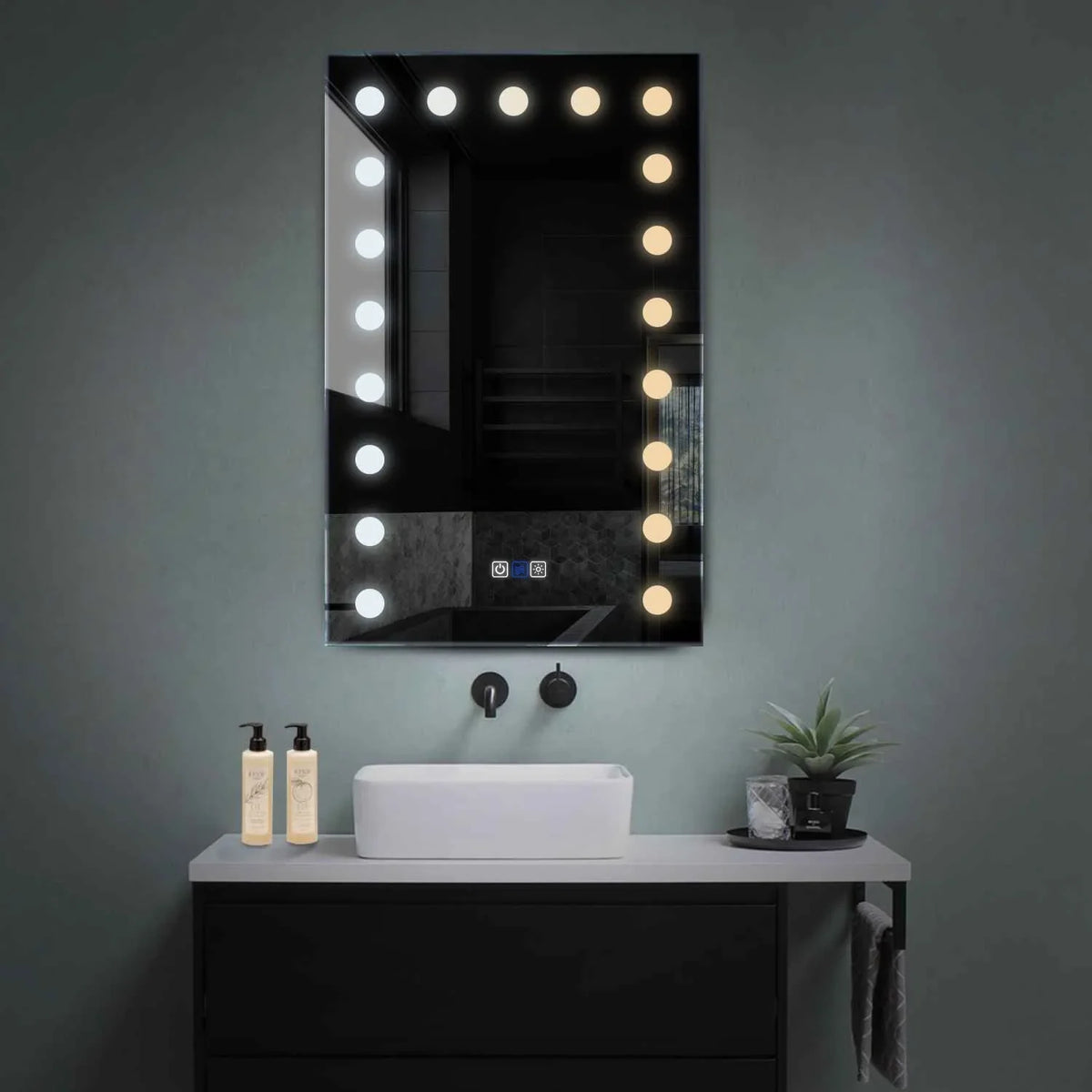 Vertical LED Mirror | Touch Buttons | Anti-Fog Function | Adjustable Color Temperature - Reyze Salono Series Model 6