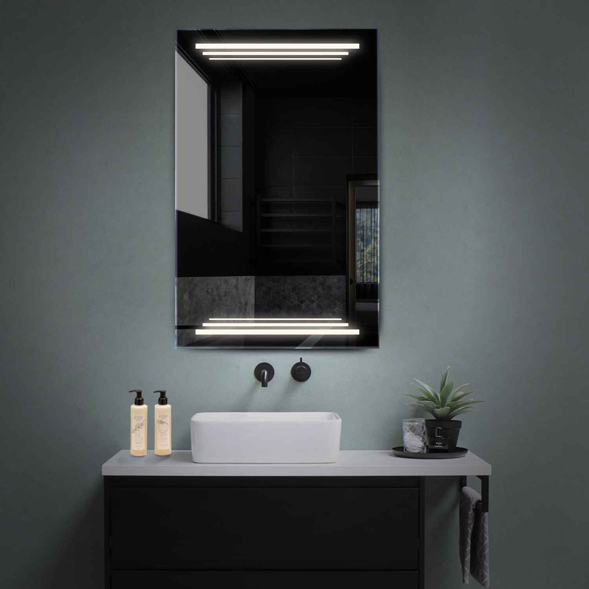 Vertical LED Mirror | Wall Switch Control | Neutral White Light - Reyze Salono Series Model 7