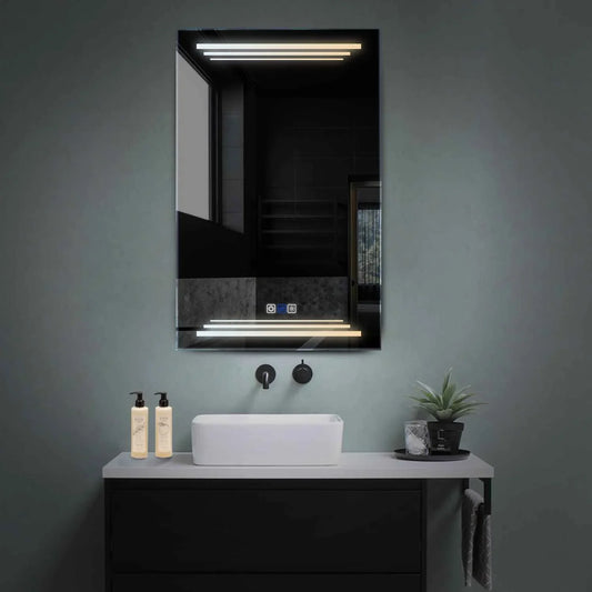 Vertical LED Mirror | Touch Buttons | Anti-Fog Function | Adjustable Color Temperature - Reyze Salono Series Model 7