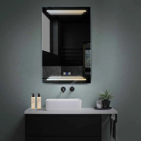 Vertical LED Mirror | Touch Buttons | Anti-Fog Function | Adjustable Color Temperature - Reyze Salono Series Model 7