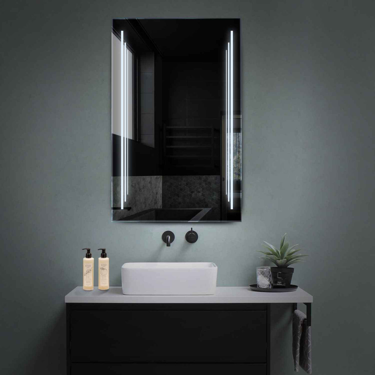 Vertical LED Mirror | Wall Switch Control | Cool White Light - Reyze Salono Series Model 8