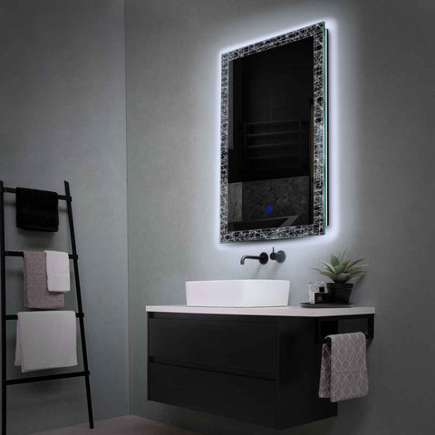Vertical LED Mirror | Touch Button | Cool White Light - Reyze Simetria Series Model 1