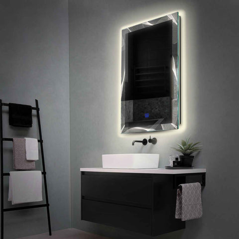Vertical LED Mirror | Touch Button | Neutral White Light - Reyze Simetria Series Model 2