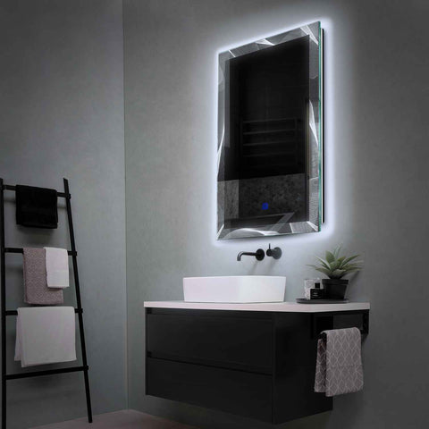 Vertical LED Mirror | Touch Button | Cool White Light - Reyze Simetria Series Model 2