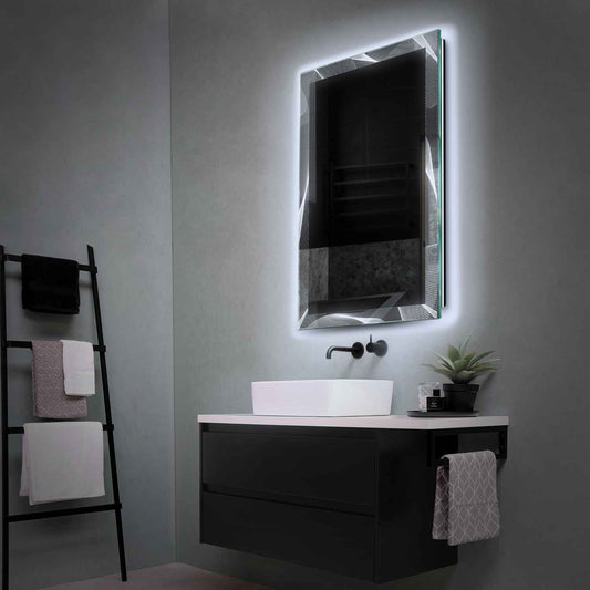 Vertical LED Mirror | Wall Switch Control | Cool White Light - Reyze Simetria Series Model 2