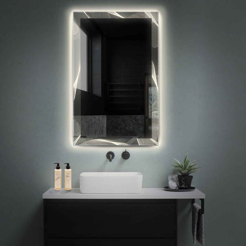 Vertical LED Mirror | Wall Switch Control | Neutral White Light - Reyze Simetria Series Model 2