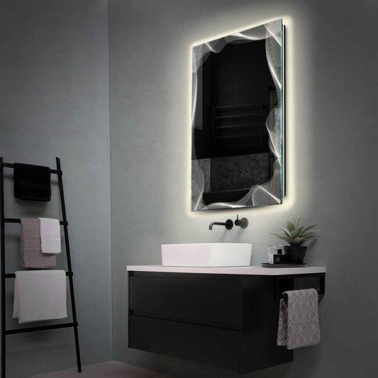Vertical LED Mirror | Wall Switch Control | Neutral White Light - Reyze Simetria Series Model 3