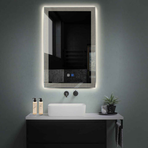 Vertical LED Mirror | Touch Buttons | Anti-Fog Function | Neutral White Light - Reyze Simetria Series Model 4