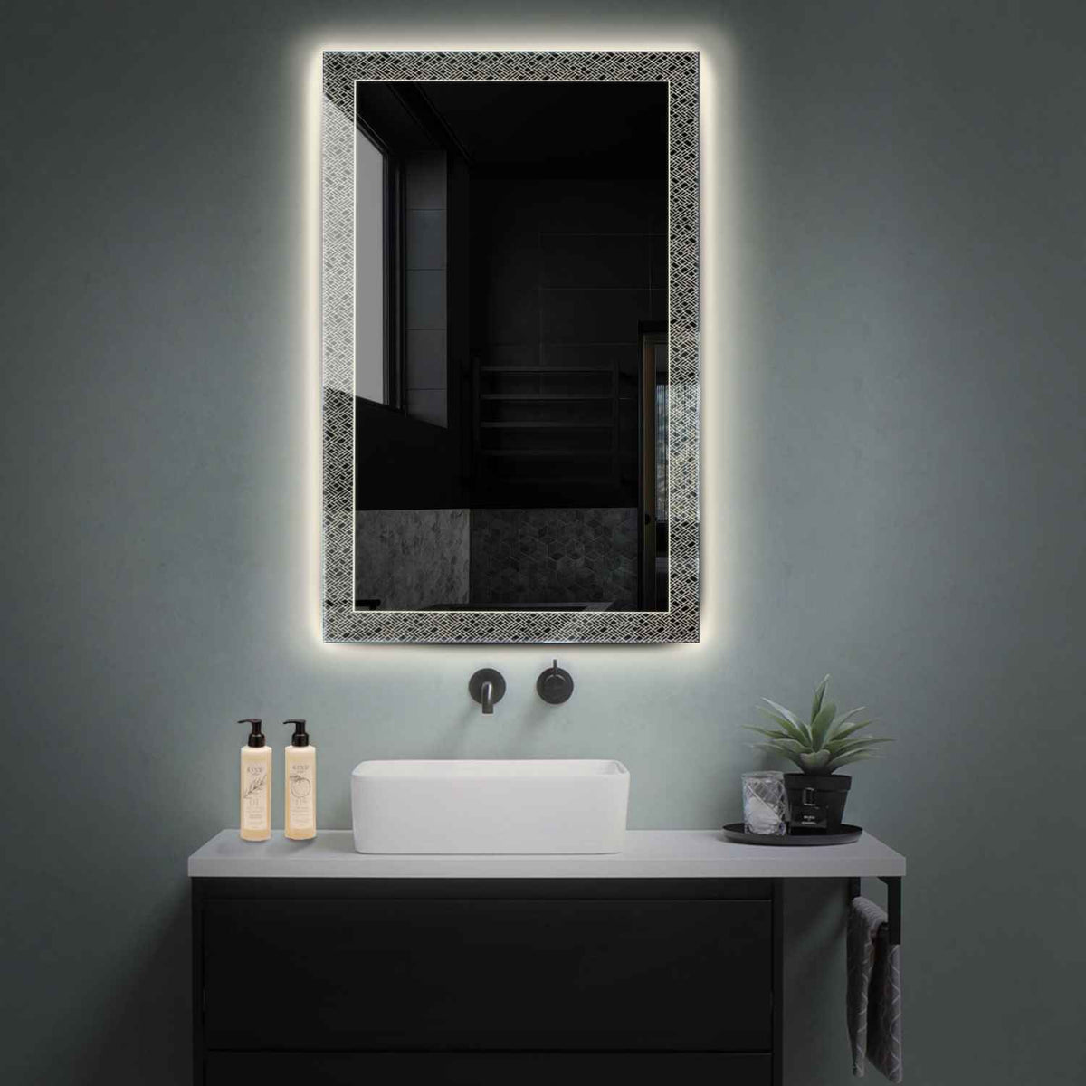 Vertical LED Mirror | Wall Switch Control | Neutral White Light - Reyze Simetria Series Model 5
