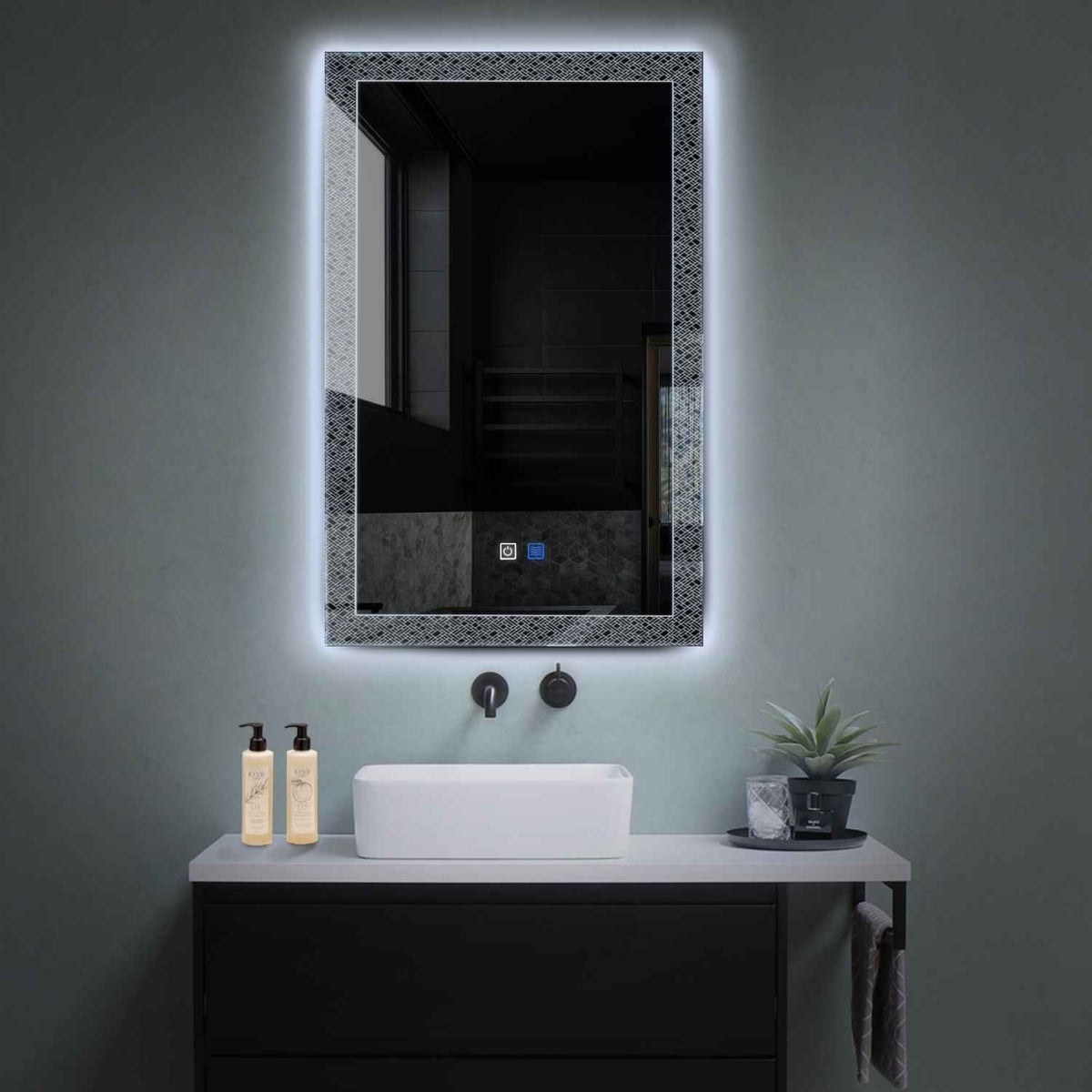 Vertical LED Mirror | Touch Buttons | Anti-Fog Function | Cool White Light - Reyze Simetria Series Model 5