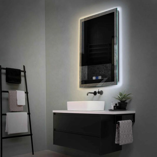 Vertical LED Mirror | Touch Buttons | Anti-Fog Function | Adjustable Color Temperature - Reyze Simetria Series Model 7
