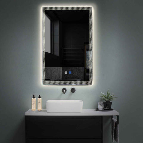 Vertical LED Mirror | Touch Buttons | Anti-Fog Function | Neutral White Light - Reyze Simetria Series Model 7