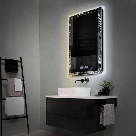 Vertical LED Mirror | Touch Buttons | Anti-Fog Function | Adjustable Color Temperature - Reyze Simetria Series Model 8
