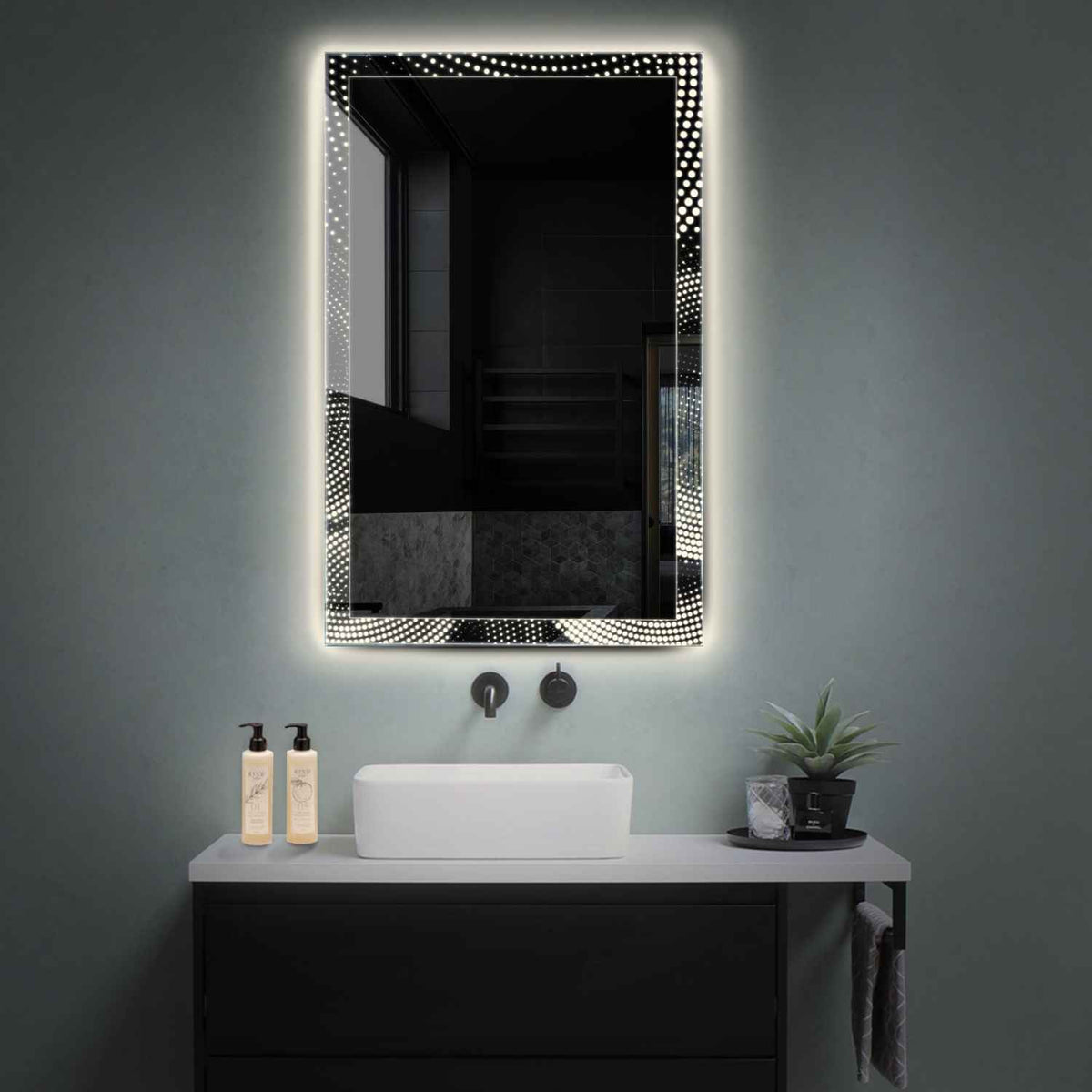 Vertical LED Mirror | Wall Switch Control | Neutral White Light - Reyze Simetria Series Model 8