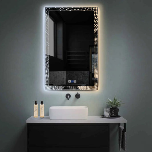 Vertical LED Mirror | Touch Buttons | Anti-Fog Function | Adjustable Color Temperature - Reyze Simetria Series Model 8
