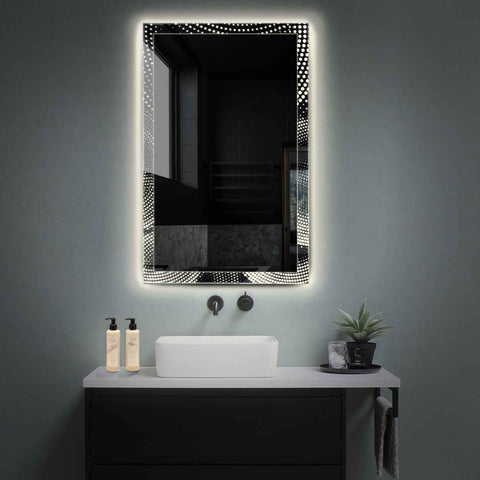 Vertical LED Mirror | Wall Switch Control | Neutral White Light - Reyze Simetria Series Model 8