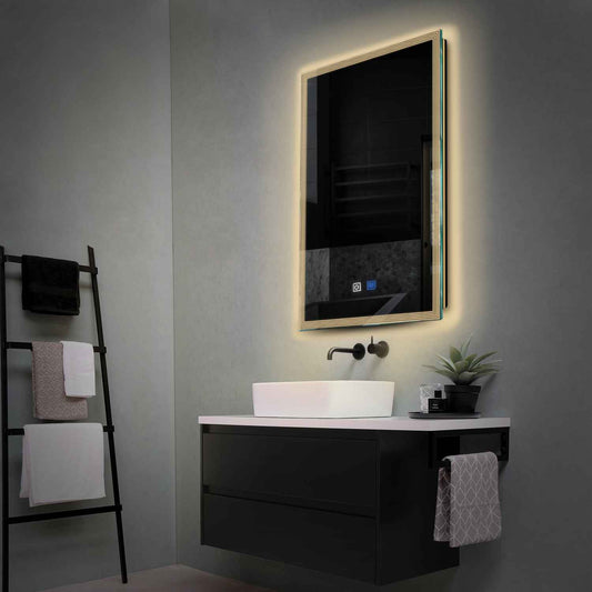 Vertical LED Mirror | Touch Buttons | Anti-Fog Function | Warm White Light - Reyze Edge Series Model 1