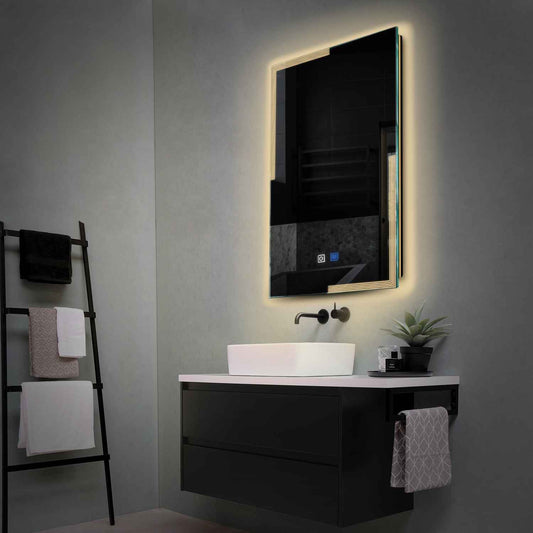 Vertical LED Mirror | Touch Buttons | Anti-Fog Function | Warm White Light - Reyze Edge Series Model 2