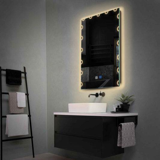 Vertical LED Mirror | Touch Buttons | Anti-Fog Function | Warm White Light - Reyze Edge Series Model 4