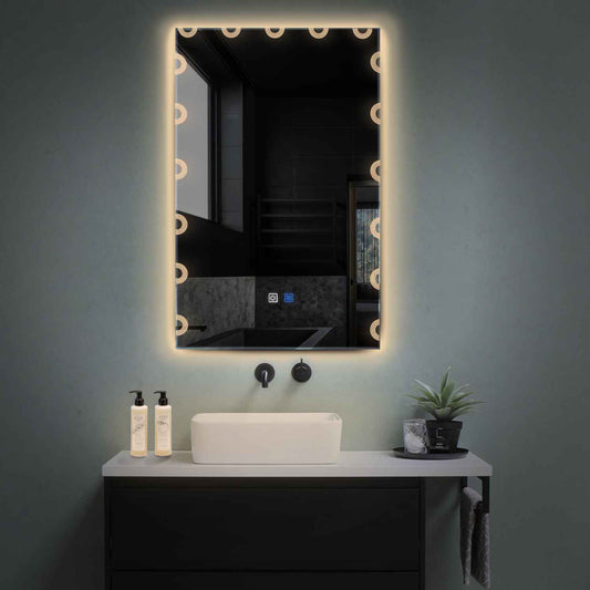 Vertical LED Mirror | Touch Buttons | Anti-Fog Function | Warm White Light - Reyze Edge Series Model 4
