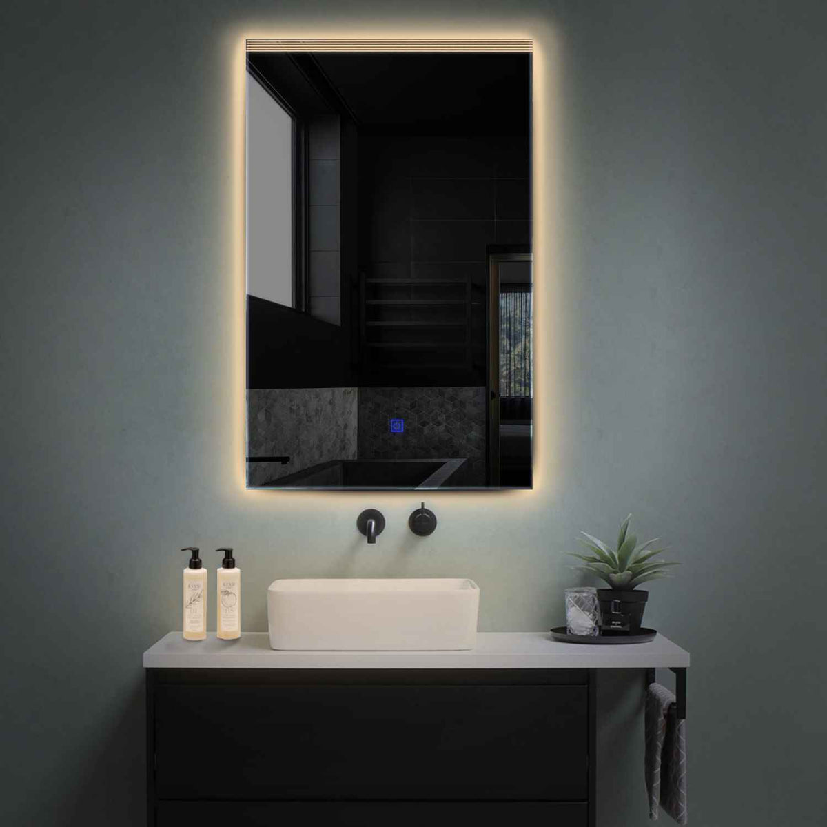 Vertical LED Mirror | Touch Button | Warm White Light - Reyze Edge Series Model 5