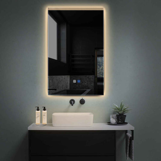 Vertical LED Mirror | Touch Buttons | Anti-Fog Function | Warm White Light - Reyze Edge Series Model 5