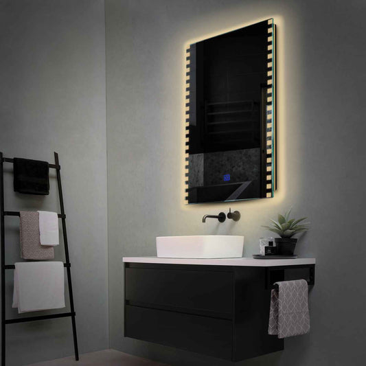 Vertical LED Mirror | Touch Button | Warm White Light - Reyze Edge Series Model 6