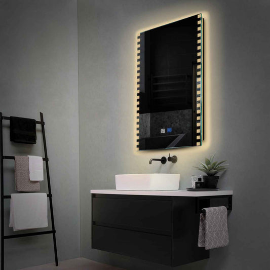 Vertical LED Mirror | Touch Buttons | Anti-Fog Function | Warm White Light - Reyze Edge Series Model 6