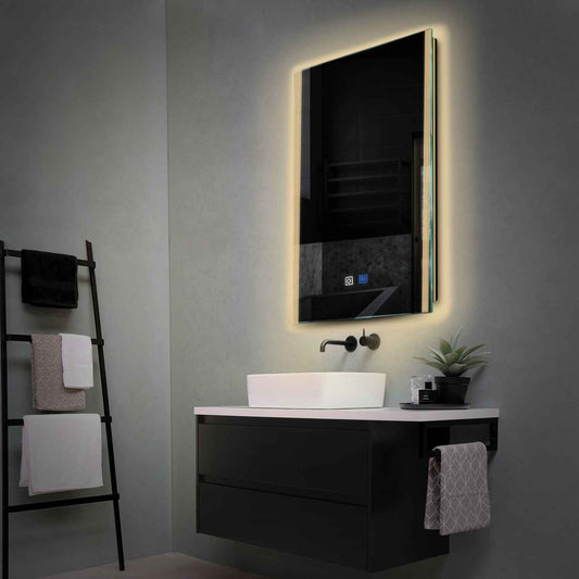 Vertical LED Mirror | Touch Buttons | Anti-Fog Function | Warm White Light - Reyze Edge Series Model 7
