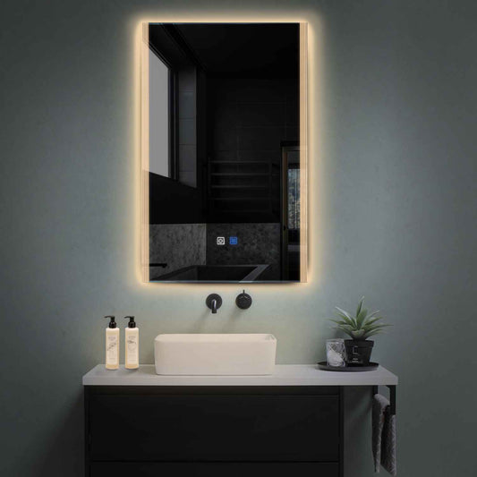 Vertical LED Mirror | Touch Buttons | Anti-Fog Function | Warm White Light - Reyze Edge Series Model 7