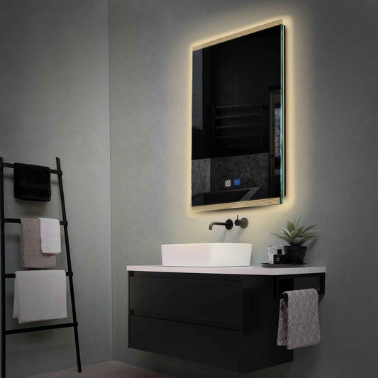 Vertical LED Mirror | Touch Buttons | Anti-Fog Function | Warm White Light - Reyze Edge Series Model 8